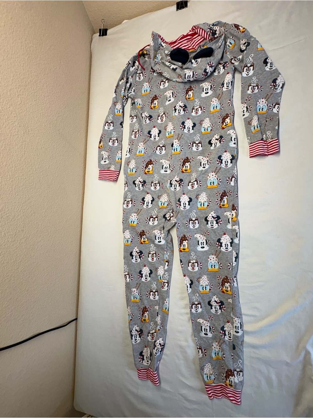 Disney Women’s Mickey Minnie Holiday Hooded One Piece Pajamas Union Suit